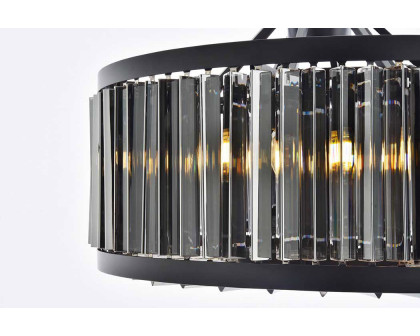 Elegant Prism 8 Light Round Chandelier - Matte Black/Silver, L 28" (1203D28MB-SS-RC)