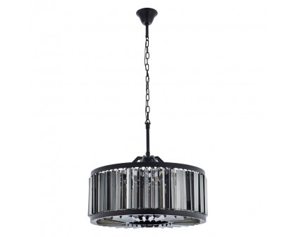 Elegant Prism 8 Light Round Chandelier - Matte Black/Silver, L 28" (1203D28MB-SS-RC)