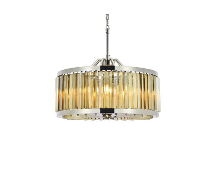 Elegant Prism 8 Light Round Chandelier - Polished Nickel/Gold, L 28" (1203D28PN-GT-RC)