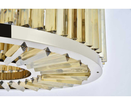 Elegant Prism 8 Light Round Chandelier - Polished Nickel/Gold, L 28" (1203D28PN-GT-RC)