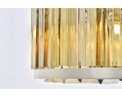 Elegant Prism 8 Light Round Chandelier - Polished Nickel/Gold, L 28" (1203D28PN-GT-RC)