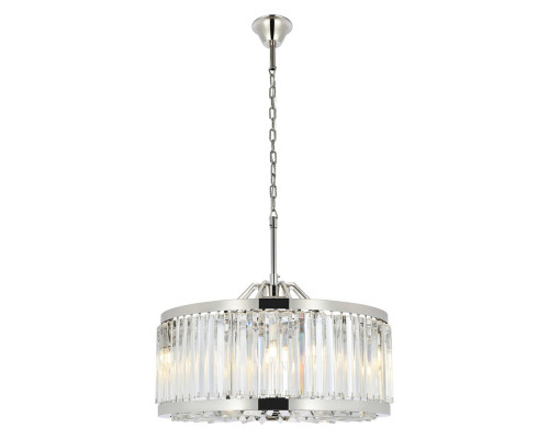 Elegant Prism 8 Light Round Chandelier - Polished Nickel, L 28" (1203D28PN-RC)