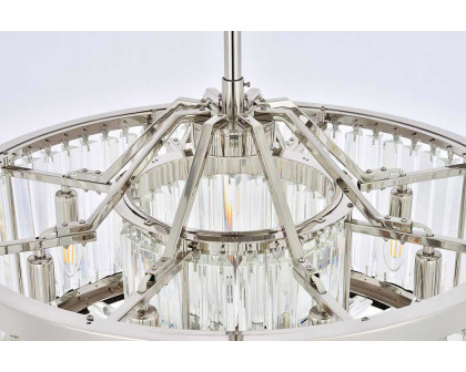 Elegant Prism 8 Light Round Chandelier - Polished Nickel, L 28" (1203D28PN-RC)