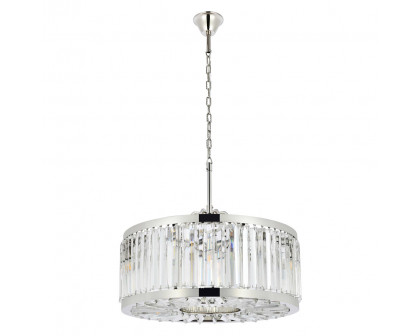 Elegant Prism 8 Light Round Chandelier - Polished Nickel, L 28" (1203D28PN-RC)