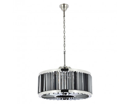 Elegant Prism 8 Light Round Chandelier - Polished Nickel/Silver, L 28" (1203D28PN-SS-RC)