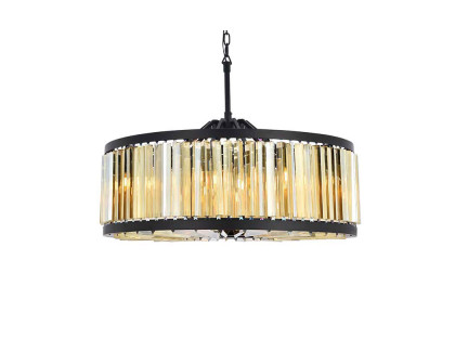 Elegant Prism 8 Light Round Chandelier - Matte Black/Gold, L 35.5" (1203D35MB-GT-RC)