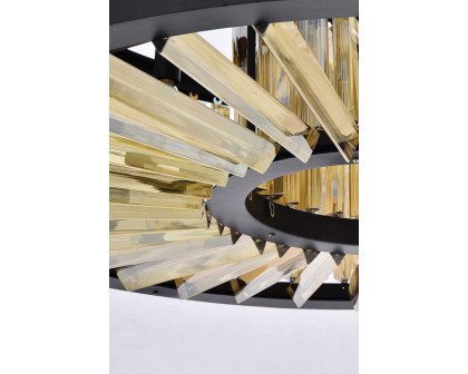 Elegant Prism 8 Light Round Chandelier - Matte Black/Gold, L 35.5" (1203D35MB-GT-RC)