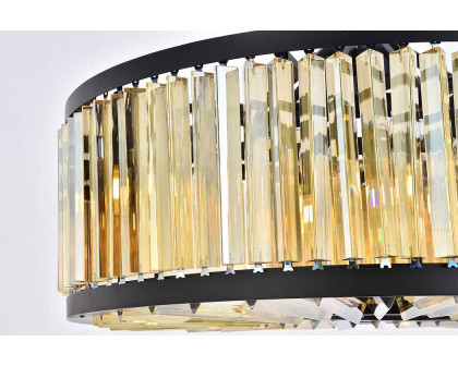 Elegant Prism 8 Light Round Chandelier - Matte Black/Gold, L 35.5" (1203D35MB-GT-RC)