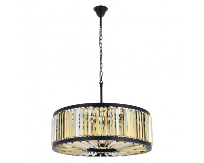 Elegant Prism 8 Light Round Chandelier - Matte Black/Gold, L 35.5" (1203D35MB-GT-RC)