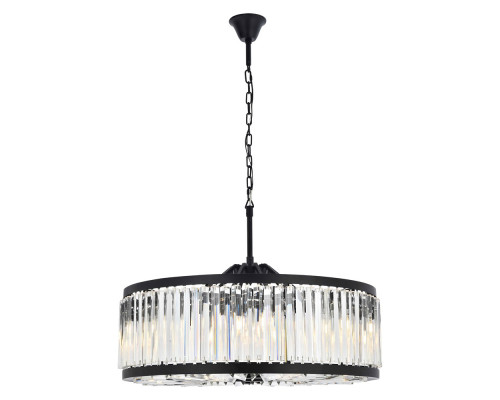 Elegant Prism 8 Light Round Chandelier - Matte Black, L 35.5" (1203D35MB-RC)