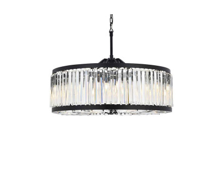 Elegant Prism 8 Light Round Chandelier - Matte Black, L 35.5" (1203D35MB-RC)