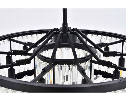 Elegant Prism 8 Light Round Chandelier - Matte Black, L 35.5" (1203D35MB-RC)