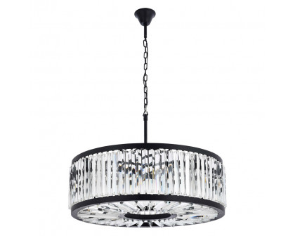 Elegant Prism 8 Light Round Chandelier - Matte Black, L 35.5" (1203D35MB-RC)