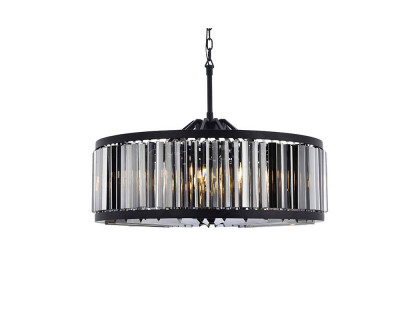 Elegant Prism 8 Light Round Chandelier - Matte Black/Silver, L 35.5" (1203D35MB-SS-RC)