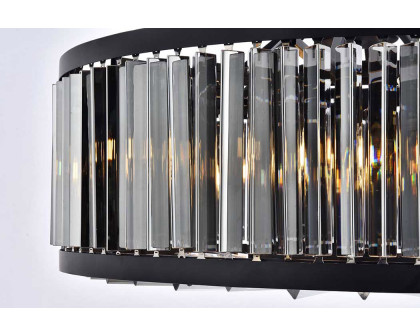 Elegant Prism 8 Light Round Chandelier - Matte Black/Silver, L 35.5" (1203D35MB-SS-RC)