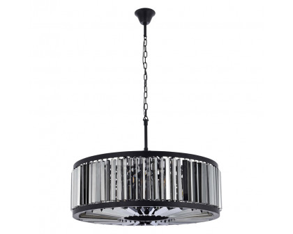 Elegant Prism 8 Light Round Chandelier - Matte Black/Silver, L 35.5" (1203D35MB-SS-RC)