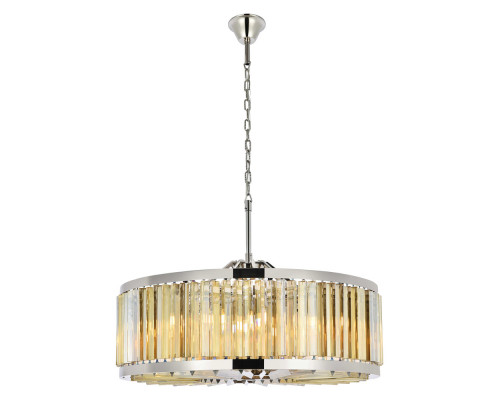 Elegant Prism 8 Light Round Chandelier - Polished Nickel/Gold, L 35.5" (1203D35PN-GT-RC)