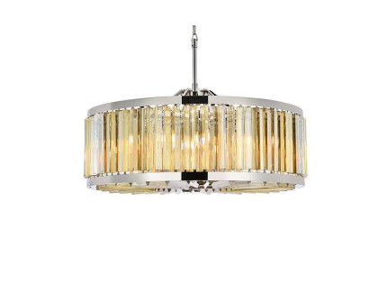 Elegant Prism 8 Light Round Chandelier - Polished Nickel/Gold, L 35.5" (1203D35PN-GT-RC)