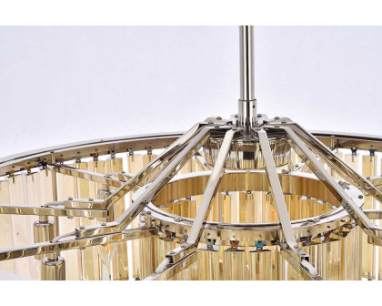 Elegant Prism 8 Light Round Chandelier - Polished Nickel/Gold, L 35.5" (1203D35PN-GT-RC)