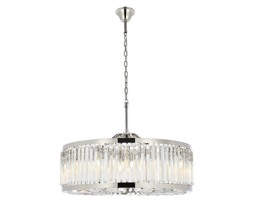 Elegant Prism 8 Light Round Chandelier - Polished Nickel, L 35.5" (1203D35PN-RC)