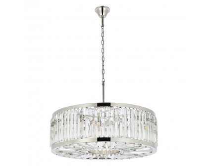 Elegant Prism 8 Light Round Chandelier - Polished Nickel, L 35.5" (1203D35PN-RC)