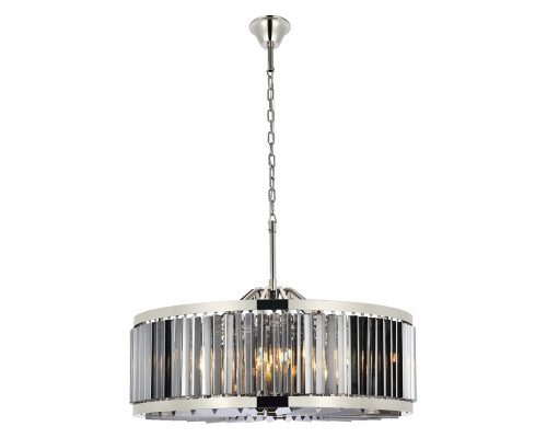 Elegant Prism 8 Light Round Chandelier - Polished Nickel/Silver, L 35.5" (1203D35PN-SS-RC)