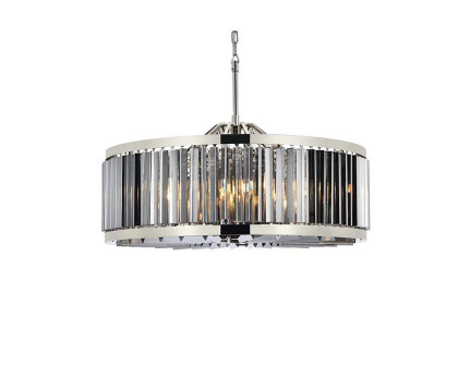 Elegant Prism 8 Light Round Chandelier - Polished Nickel/Silver, L 35.5" (1203D35PN-SS-RC)