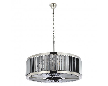 Elegant Prism 8 Light Round Chandelier - Polished Nickel/Silver, L 35.5" (1203D35PN-SS-RC)