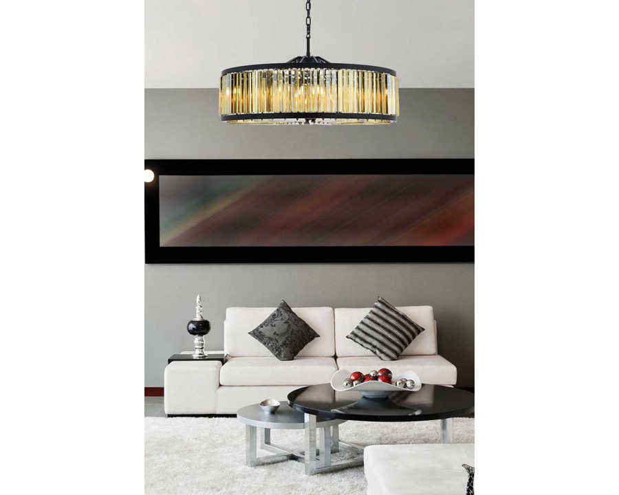 Elegant Prism 8 Light Round Chandelier - Matte Black/Gold, L 43" (1203G43MB-GT-RC)