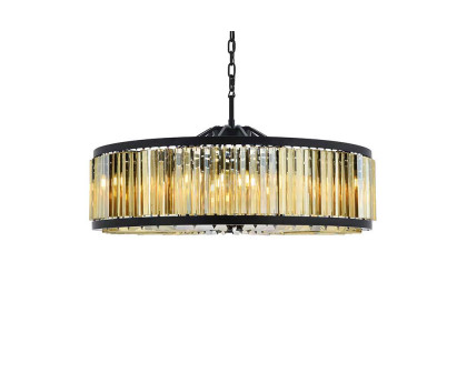 Elegant Prism 8 Light Round Chandelier - Matte Black/Gold, L 43" (1203G43MB-GT-RC)