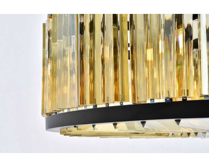 Elegant Prism 8 Light Round Chandelier - Matte Black/Gold, L 43" (1203G43MB-GT-RC)