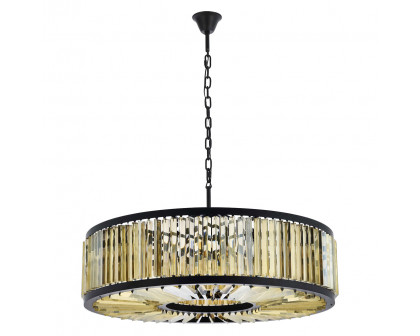 Elegant Prism 8 Light Round Chandelier - Matte Black/Gold, L 43" (1203G43MB-GT-RC)