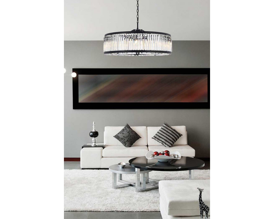 Elegant Prism 8 Light Round Chandelier - Matte Black, L 43" (1203G43MB-RC)