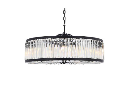 Elegant Prism 8 Light Round Chandelier - Matte Black, L 43" (1203G43MB-RC)