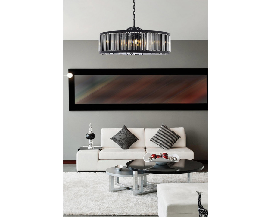 Elegant Prism 8 Light Round Chandelier - Matte Black/Silver, L 43" (1203G43MB-SS-RC)