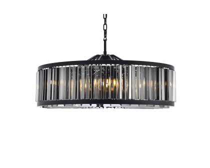 Elegant Prism 8 Light Round Chandelier - Matte Black/Silver, L 43" (1203G43MB-SS-RC)