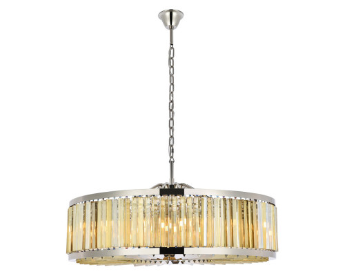 Elegant Prism 8 Light Round Chandelier - Polished Nickel/Gold, L 43" (1203G43PN-GT-RC)