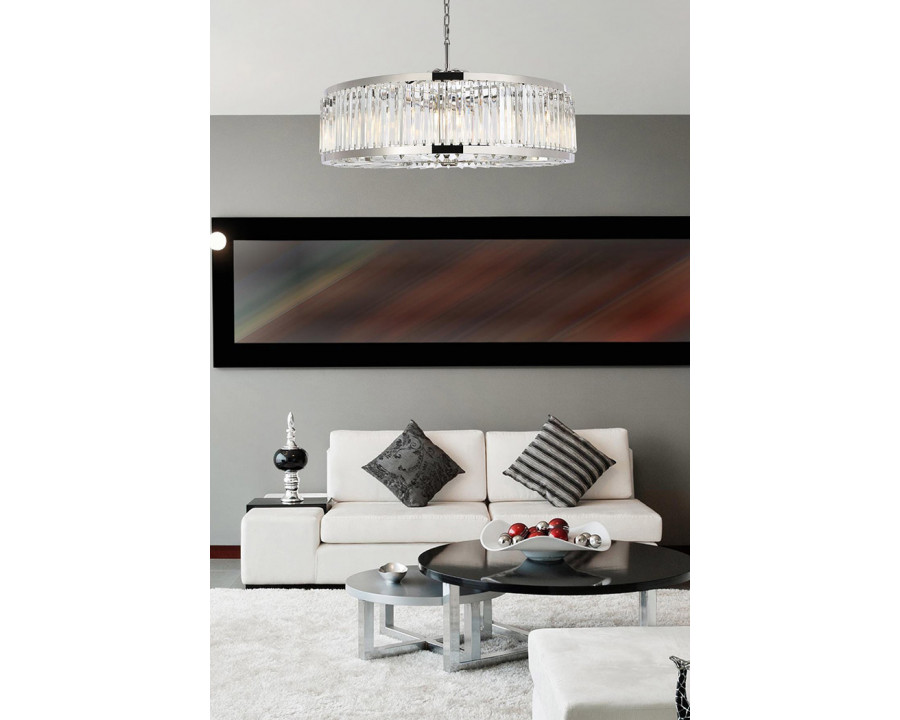 Elegant Prism 8 Light Round Chandelier - Polished Nickel, L 43" (1203G43PN-RC)