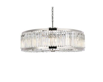 Elegant Prism 8 Light Round Chandelier - Polished Nickel, L 43" (1203G43PN-RC)