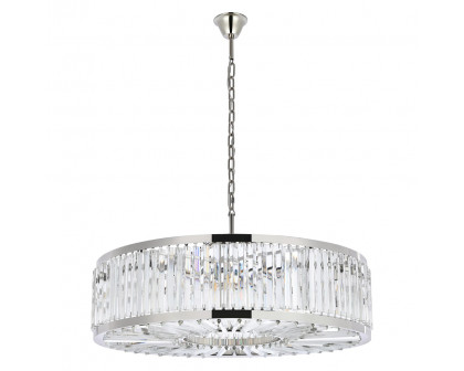 Elegant Prism 8 Light Round Chandelier - Polished Nickel, L 43" (1203G43PN-RC)