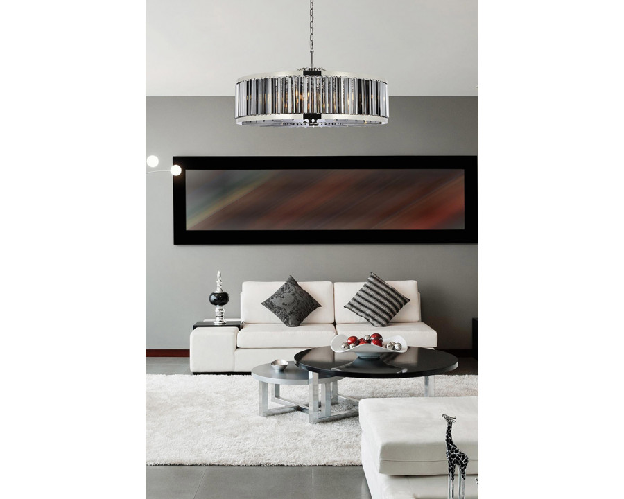 Elegant Prism 8 Light Round Chandelier - Polished Nickel/Silver, L 43" (1203G43PN-SS-RC)