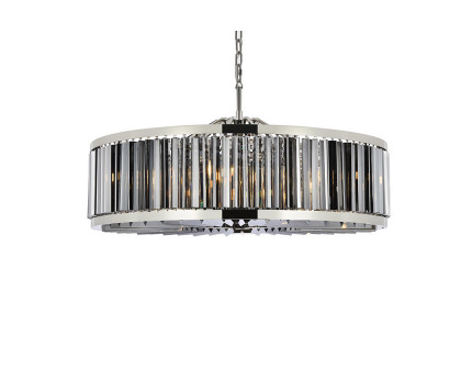 Elegant Prism 8 Light Round Chandelier - Polished Nickel/Silver, L 43" (1203G43PN-SS-RC)