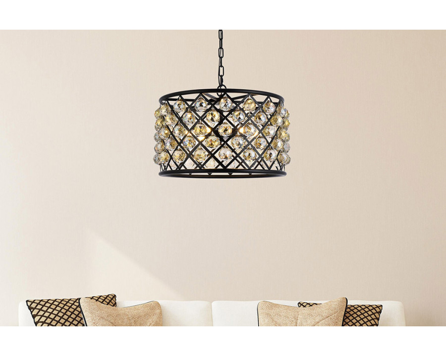 Elegant Urban Classic Madison Collection Pendant Lamp - Matte Black/Gold, L 20" (1206D20MB-GT-RC)