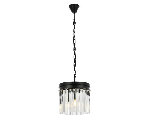 Elegant Crystal Prism 6 Light Round Chandelier - Matte Black, L 12" (1208D12MB-RC)