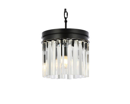 Elegant Crystal Prism 6 Light Round Chandelier - Matte Black, L 12" (1208D12MB-RC)