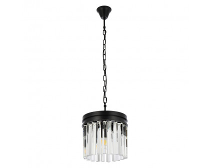 Elegant Crystal Prism 6 Light Round Chandelier - Matte Black, L 12" (1208D12MB-RC)