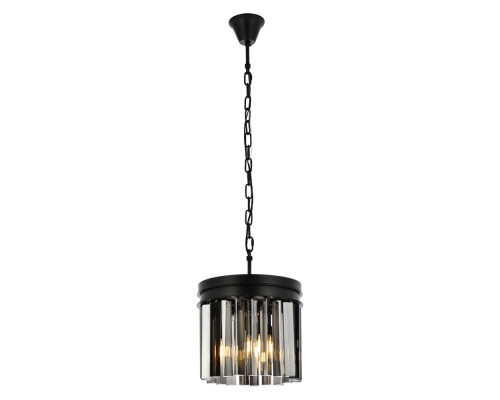 Elegant Crystal Prism 6 Light Round Chandelier - Matte Black/Silver, L 12" (1208D12MB-SS-RC)