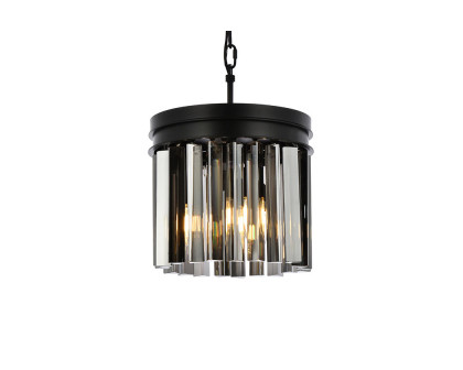 Elegant Crystal Prism 6 Light Round Chandelier - Matte Black/Silver, L 12" (1208D12MB-SS-RC)