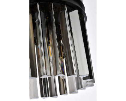 Elegant Crystal Prism 6 Light Round Chandelier - Matte Black/Silver, L 12" (1208D12MB-SS-RC)