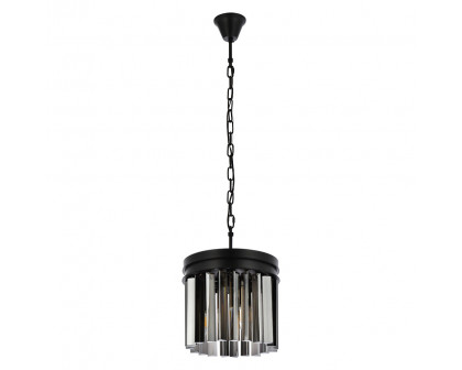 Elegant Crystal Prism 6 Light Round Chandelier - Matte Black/Silver, L 12" (1208D12MB-SS-RC)